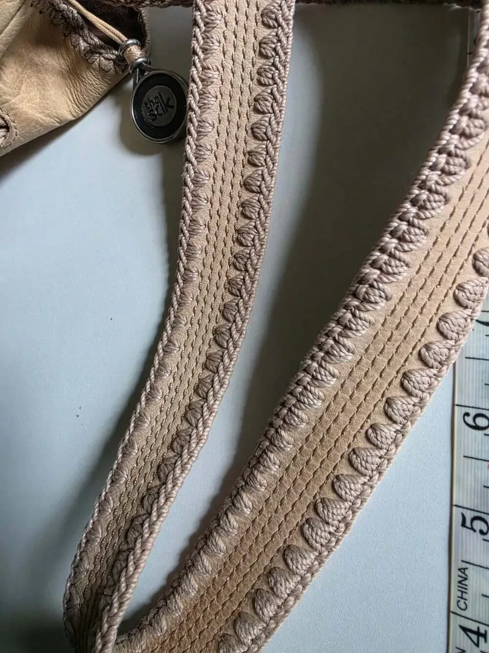 The Sak Leather Women's Crochet Trim Medium Hobo Beige Bag